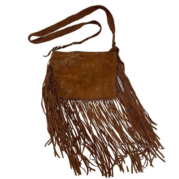 Muche et Muchette Fringe Suede Crossbody Bag | Boho Braided Strap, Festival Gift - Picture 3 of 7